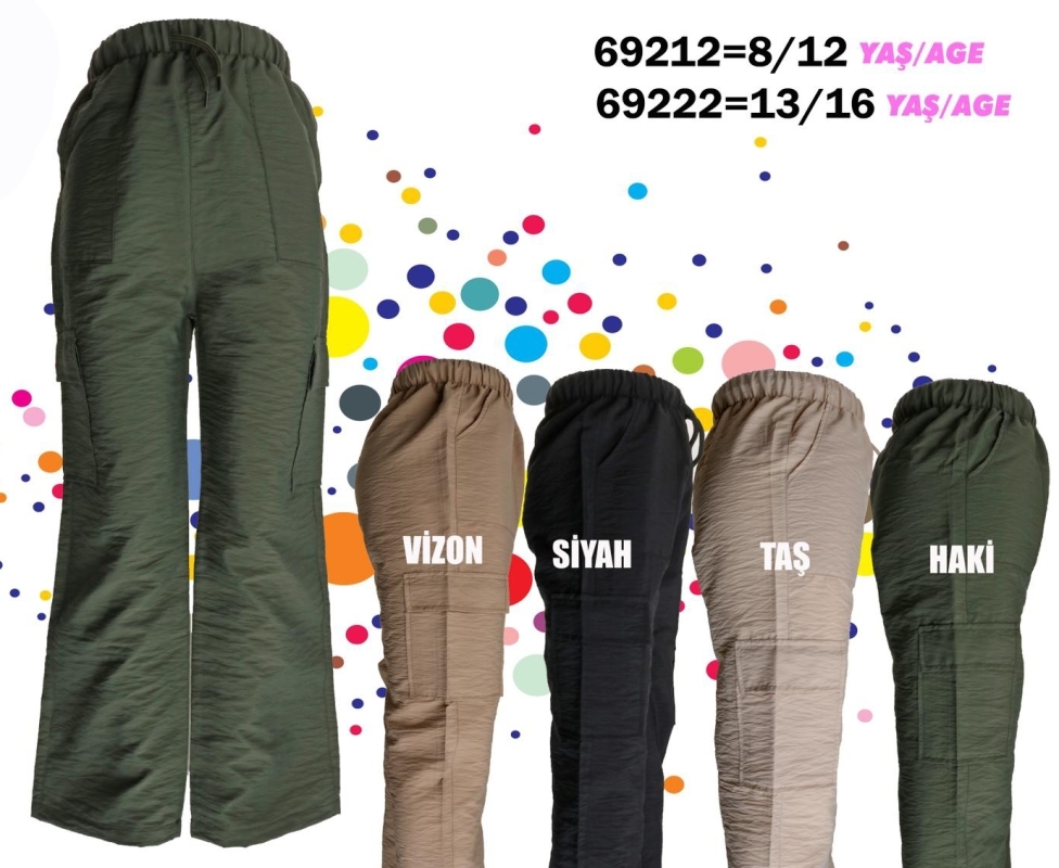 PANTOLON 8-9-10-11-12 YAŞ 69212 KıZ ELEYSA RENKLİ KIZ PANTOLON