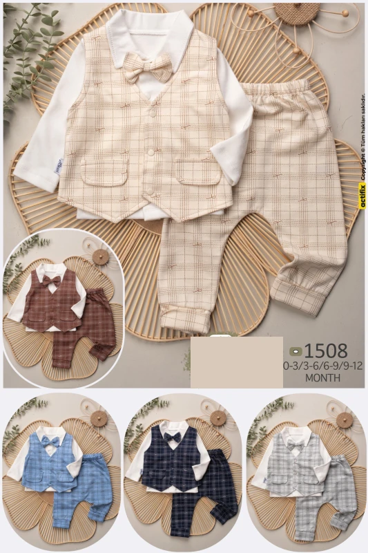BEBE TK 3-12 AY 1508 ERKEK KARELİ YELEK ÜÇLÜ TKM