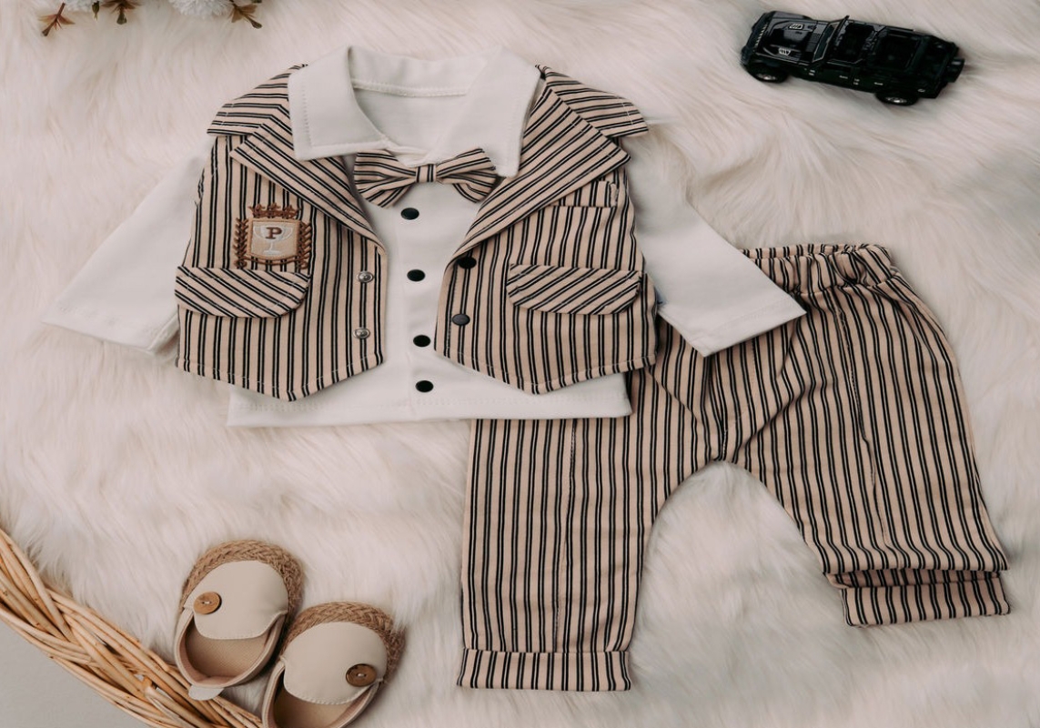 BEBE TK 3-6-9-12 AY 1362 ERKEK YELEKLİ ÜÇLÜ TAKIM