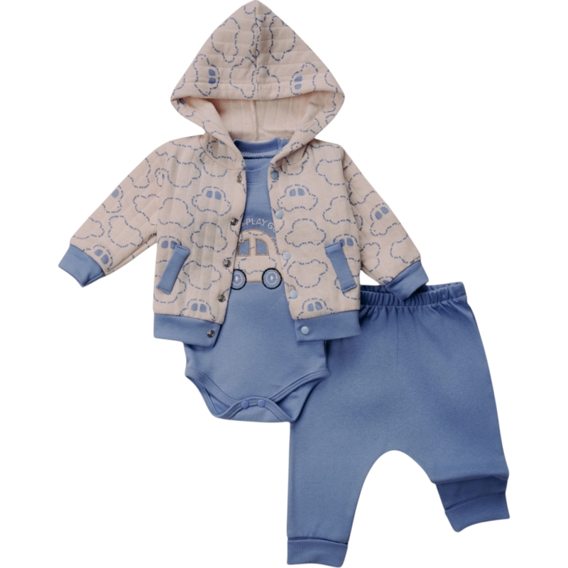 BEBE TK 3-6-9-12 AY 1388 ERKEK ARABALI KAPİTONE ÜÇLÜ TAKIM