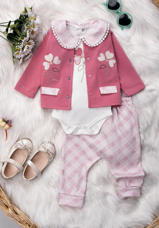 BEBE TK 3-6-9-12 AY 1476 KIZ ÇİÇEKLİ KIZ TAKİM