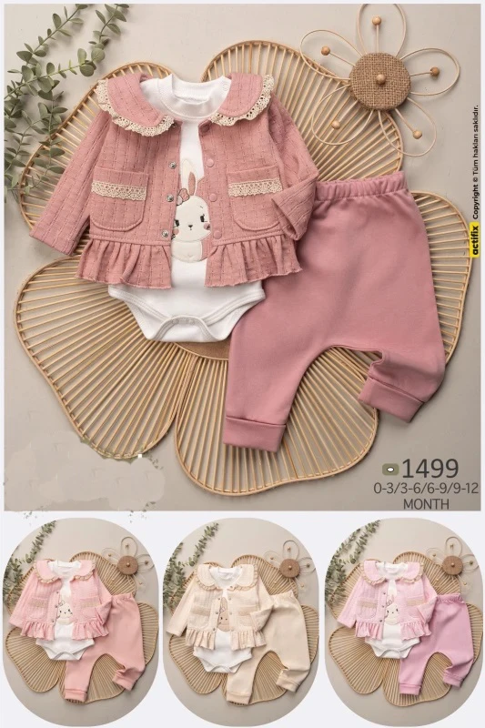 BEBE TK 3-6-9-12 AY 1499 KIZ DANTELLİ ÜÇLÜ TKM