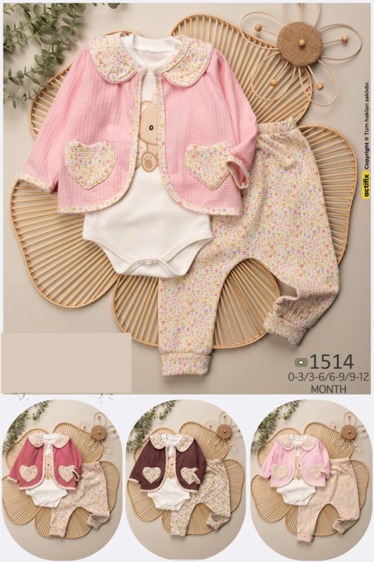 BEBE TK 3-6-9-12 AY 1514 KIZ KALP CEPLİ ÜÇLÜ TKM