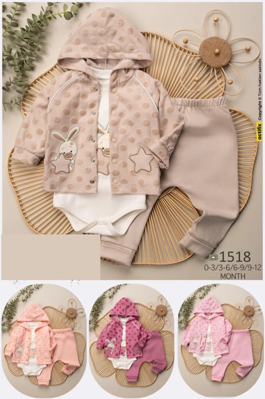 BEBE TK 3-6-9-12 AY 1518 KIZ YILDIZ TAVŞAN ÜÇLÜ TKM