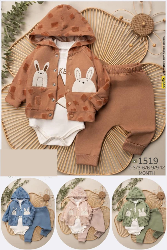 BEBE TK 3-6-9-12 AY 1519 KIZ TAVŞAN ERKEK ÜÇLÜ TKM