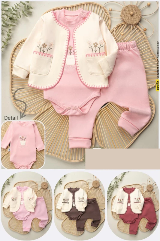 BEBE TK 3-6-9-12 AY 1521 KIZ ÇİÇEK ÇOBAN DİKİŞ ÜÇLÜ TKM