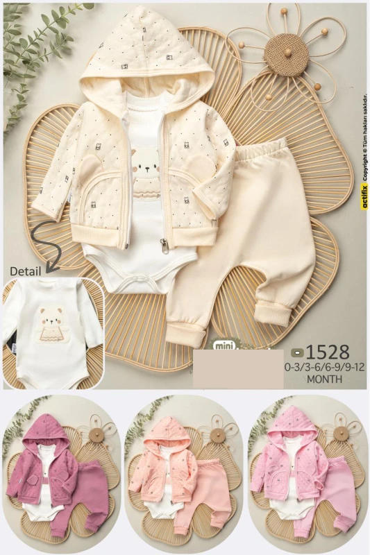 BEBE TK 3-6-9-12 AY 1528 KIZ KULAKLI KAPŞİTONE KIZ ÜÇLÜ TKM