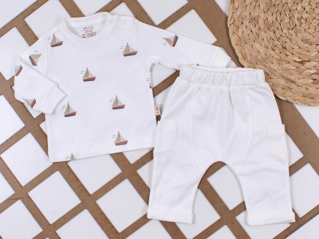BEBE TK 3-6-9-12 AY 2057 ERKEK YELKEN DESENLİ İKİLİ TAKIM