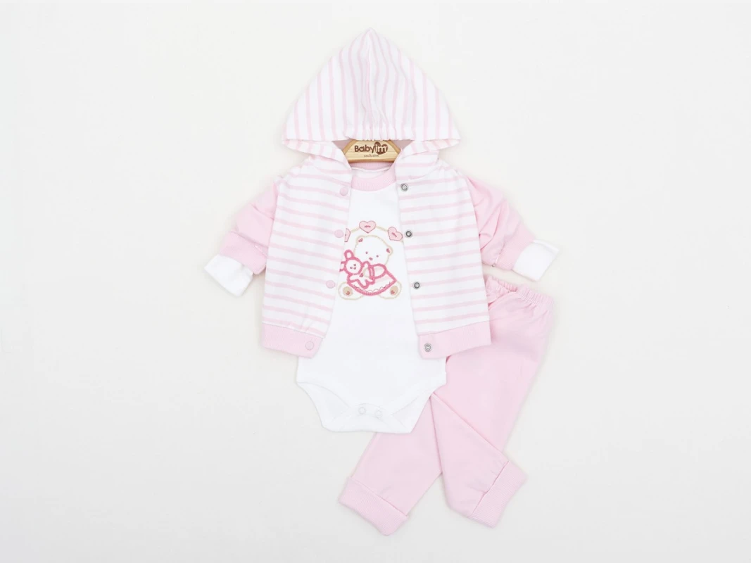 BEBE TK 3-6-9 AY 2317 KIZ AYICIK NAKIŞLI 3LÜ KAPŞONL