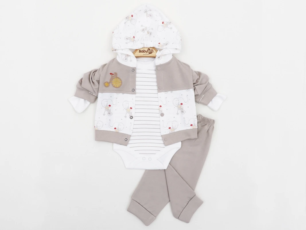 BEBE TK 3-6-9 AY 2318 ERKEK  BİSİKLETLİ FİL 3,LÜ KAPŞONLU