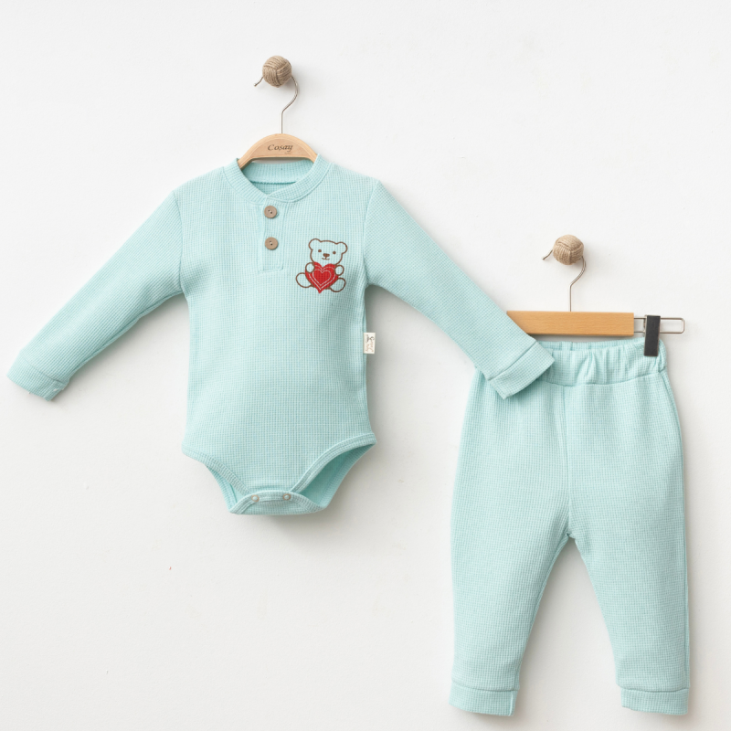 BEBE TK 3-6-9 AY 25118 KIZ KALPLİ AYICIK BASKILI 2 Lİ TAKIM