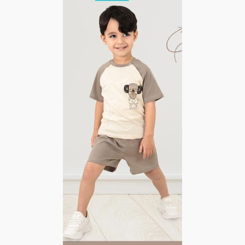 BEBE TK 6-12-18-24 AY 26433 ERKEK MONKEY BASKI 2,Lİ TAKIM