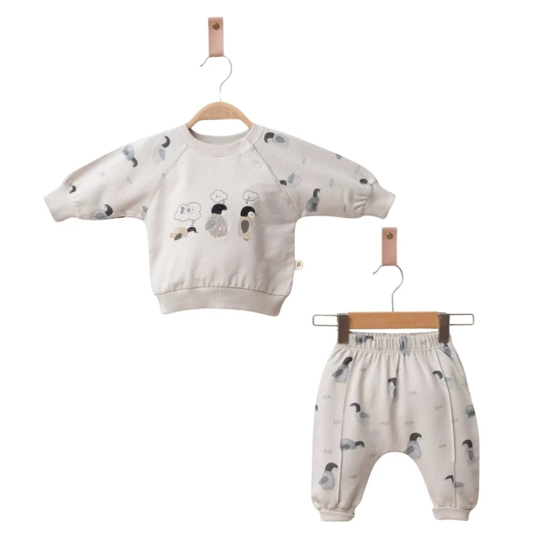 BEBE TK 6-12-18 AY 2049 ERKEK PENGUEN NAKIŞLI 2 Lİ TAKIM