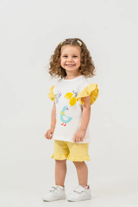 BEBE TK 6-9-12-18 AY 07208 KIZ WAFFLE DUCK BÜZGÜLÜ KIZ BEBEK TAKIM