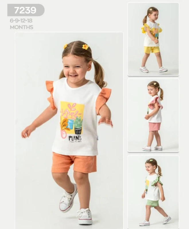 BEBE TK 6-9-12-18 AY 07239 KIZ FLOWERS WAFFLE KIZ BEBEK TAKIM