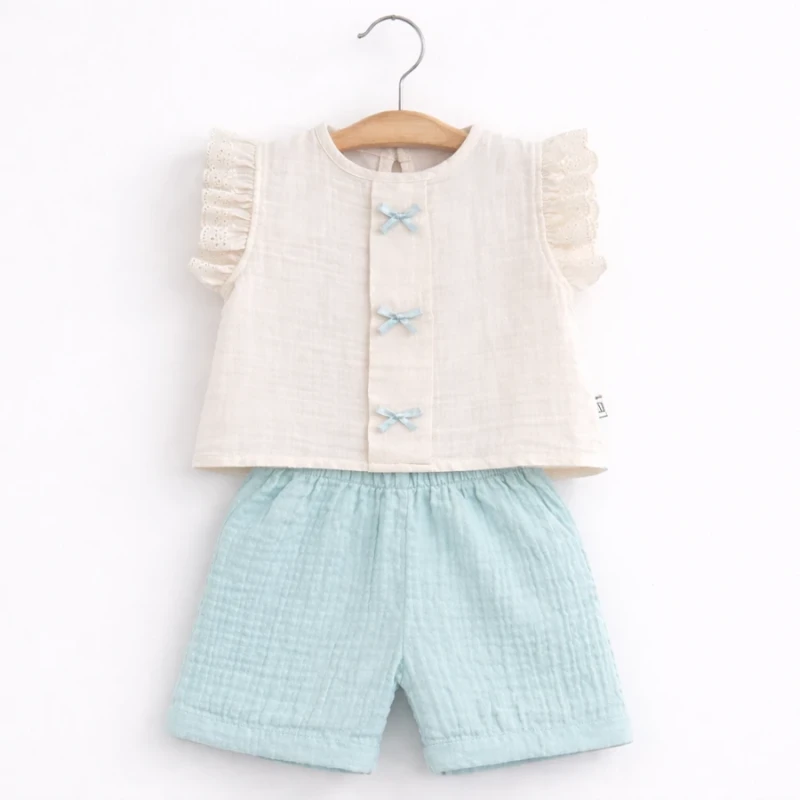 BEBE TK 6-9-12-18 AY 1721 KIZ FİYONKLU YAZLIK TAKIM