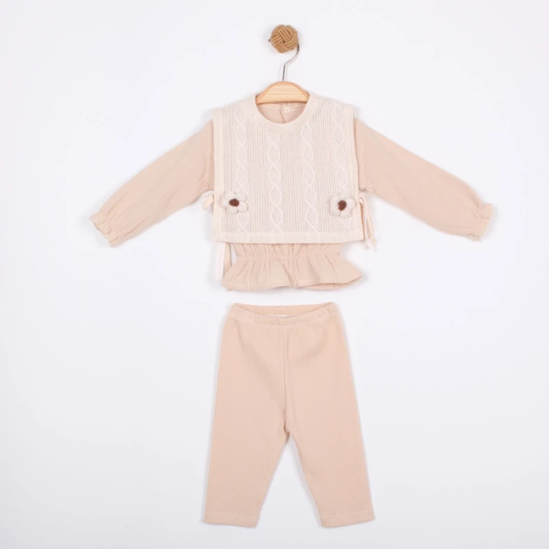BEBE TK 6-9-12-18 AY 1803 KIZ ÇİÇEKLİ YELEKLİ KOZ