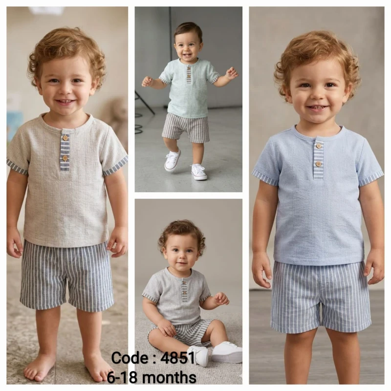 BEBE TK 6-9-12-18 AY 4851 ERKEK JKR ÇİZGİLİ ŞORTLU TK