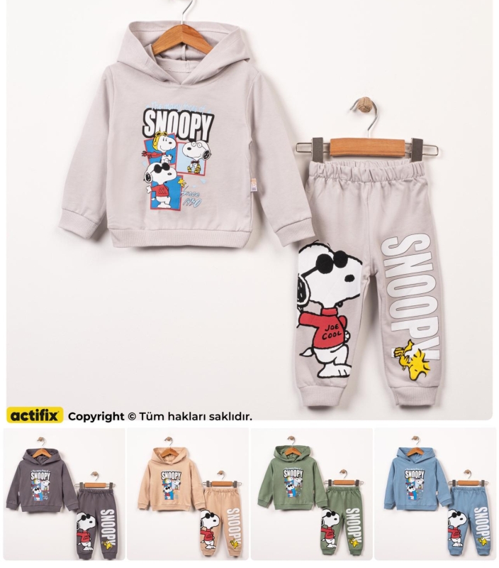 BEBE TK 6-9-12-18 AY 5997 ERKEK KAPİŞONLU SNOOPY ERKEK TAKIM