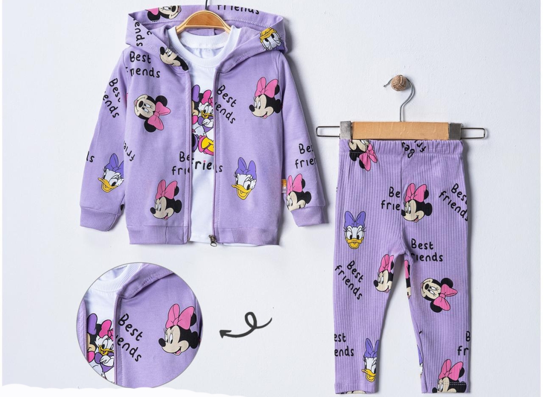 BEBE TK 6-9-12-18 AY 6141 KIZ MİNNİE DAİSY 3LÜ KIZ BEBEK TAKIM