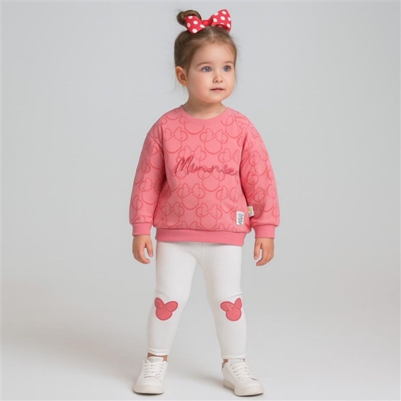 BEBE TK 6-9-12-18 AY 7136 KIZ NAKIŞLI BASKILI MİNNİE KIZ BEBEK TAKIM