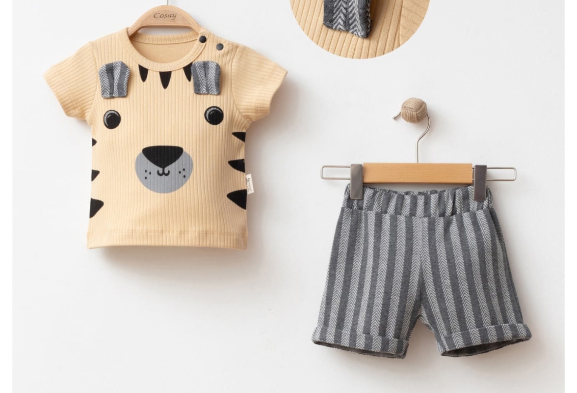 BEBE TK 6-9-12 AY 26100 ERKEK ASLAN BASKILI 2 Lİ TAKIM