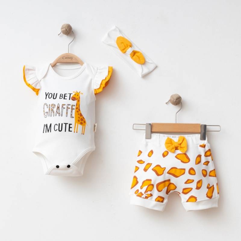 BEBE TK 6-9-12 AY 26111 KIZ ZÜRAFA BASKILI 3 LÜ TAKIM