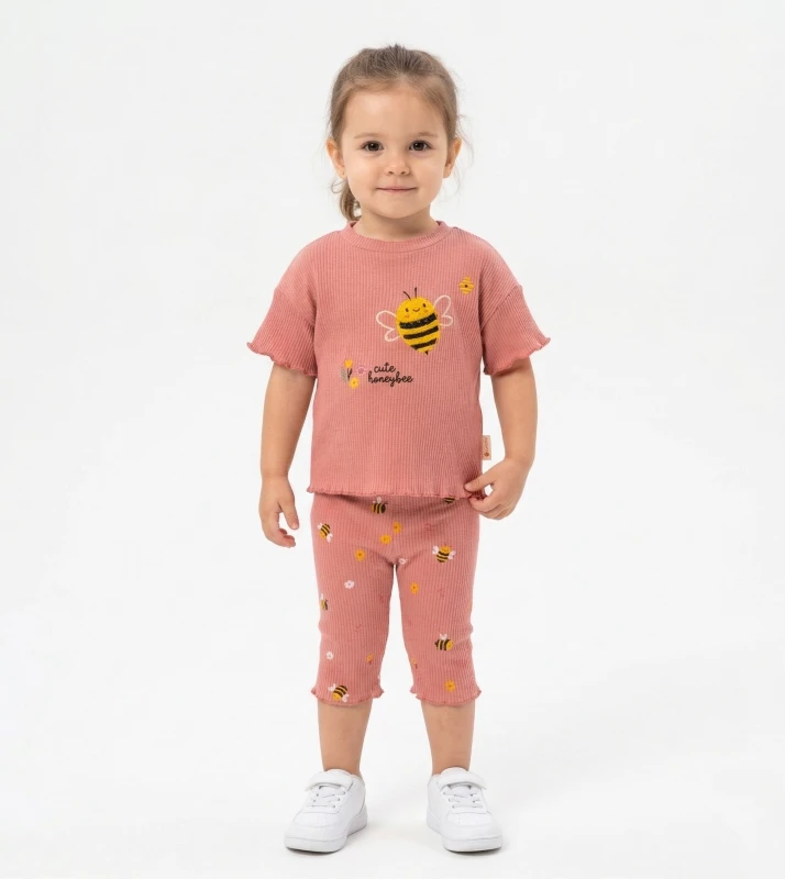 BEBE TK 9-12-18-24 AY 3152 KIZ ARI NAKIŞLI İKİLİ TAKIM