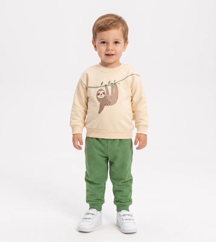 BEBE TK 9-12-18-24 AY 3350 ERKEK HAYVAN BASKILI İKİLİ TAKIM