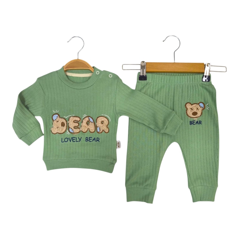 BEBE TK 9-12-18-24 AY 5113 ERKEK BEAR NAKIŞ RAPORLU 2Lİ TAKIM