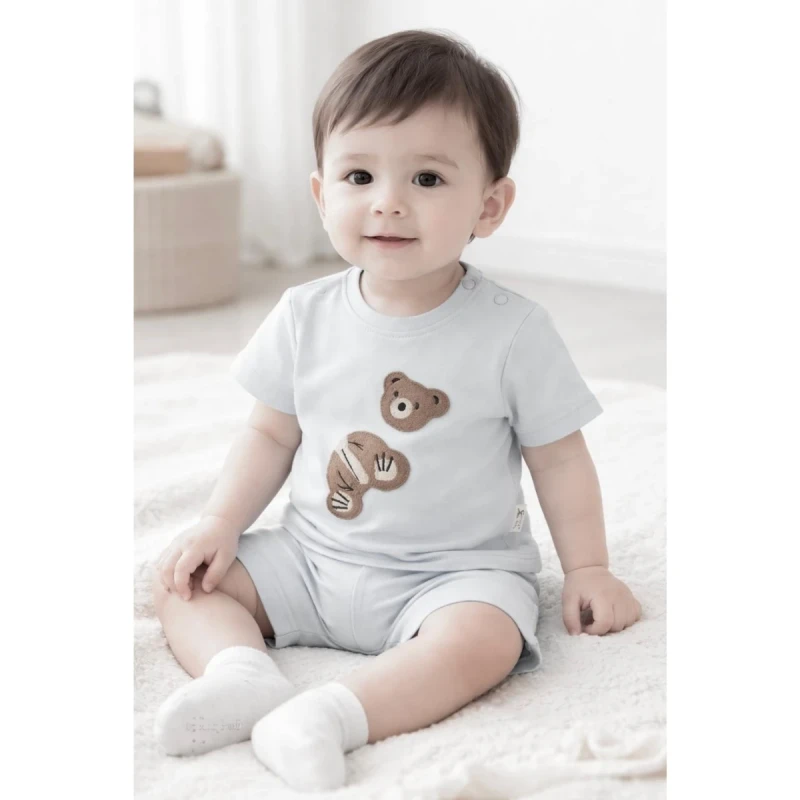BEBE TK 9-12-18 AY 26123 ERKEK SÜZÜNE AYICIKLI 2 Lİ TAKIM