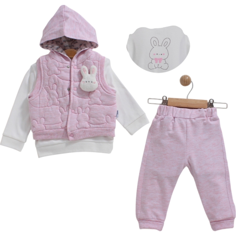 BEBE TK 9-12-18 AY 650 KIZ TAVŞANLI YELEKLİ 3 LÜ TKM