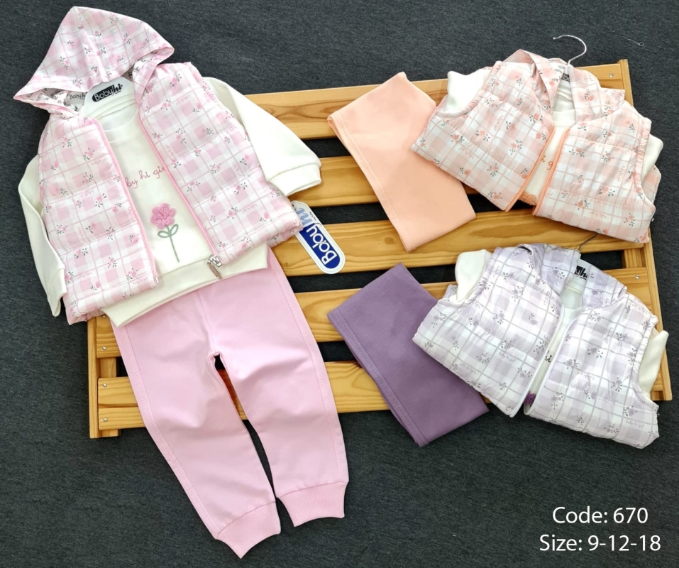 BEBE TK 9-12-18 AY 670 KIZ ÇİÇEKLİ MİCRO KIZ 3LÜ TKM