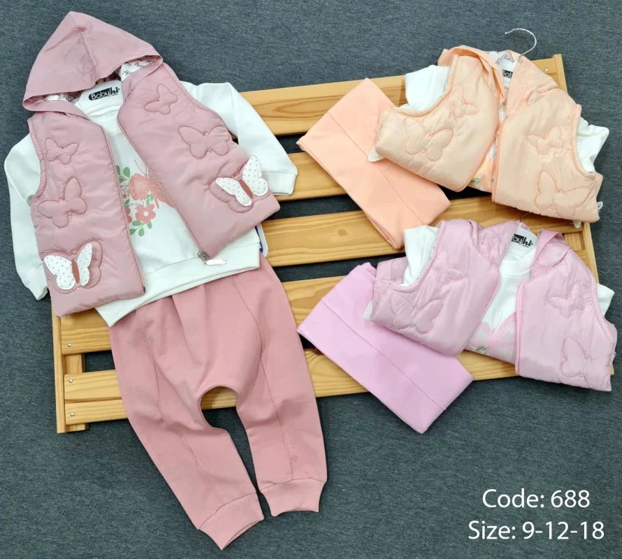 BEBE TK 9-12-18 AY 688 KIZ KELEBEKLİ KAPİTONE 3 LÜ TKM
