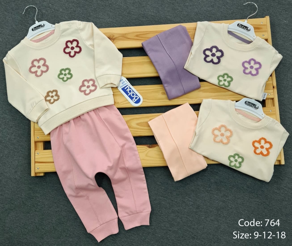 BEBE TK 9-12-18 AY 764 KIZ SÜZENE ÇİÇEKLER KIZ 2Lİ TKM