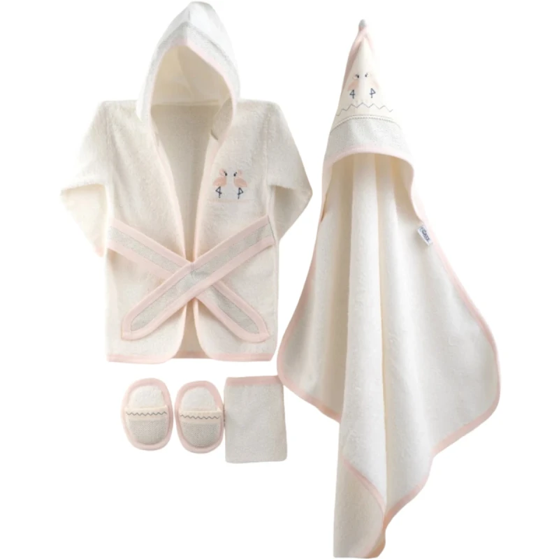 BORNOZ 0-12 AY 8808 KIZ FLAMİNGO BORNOZ SET
