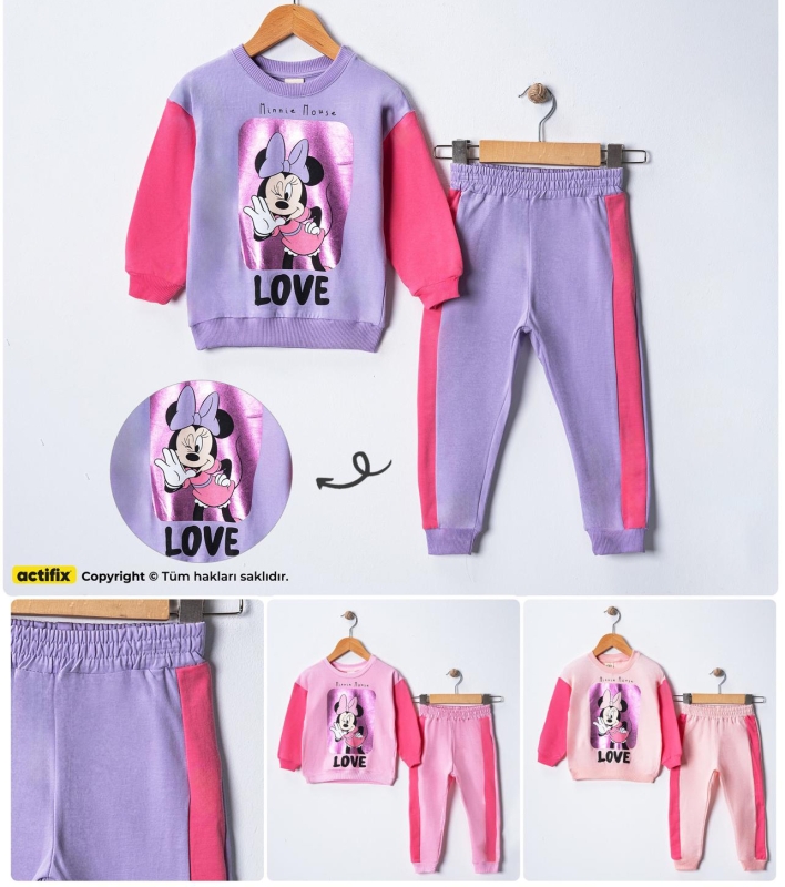 ÇOCUK TK 2-3-4-5-6 YAŞ 0018 KIZ ZARA VARAKLI MİNNİE MOUSE KIZ TAKIM