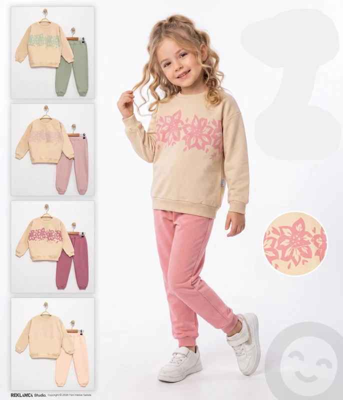 ÇOCUK TK 2-3-4-5 YAŞ 2365 KIZ ÇİÇEKLİ TAKIM