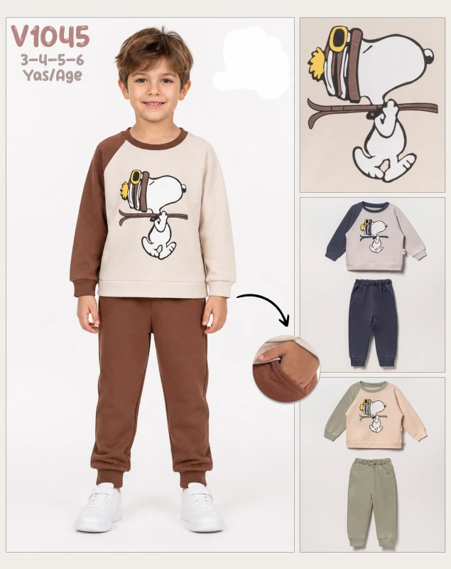 ÇOCUK TK 3-4-5-6 YAŞ 1045 ERKEK SNOPİ BASKILI İKİLİ TAKIM