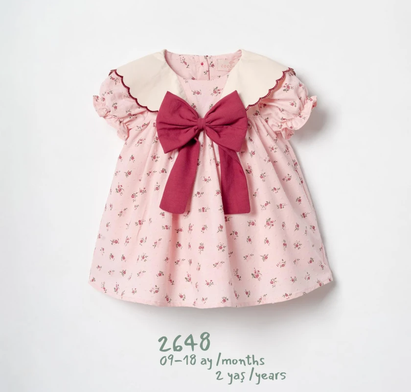 ELBİSE 9-12-18-24 AY 2648 KIZ MİNİ ÇİÇEKLİ MASAL DRESS
