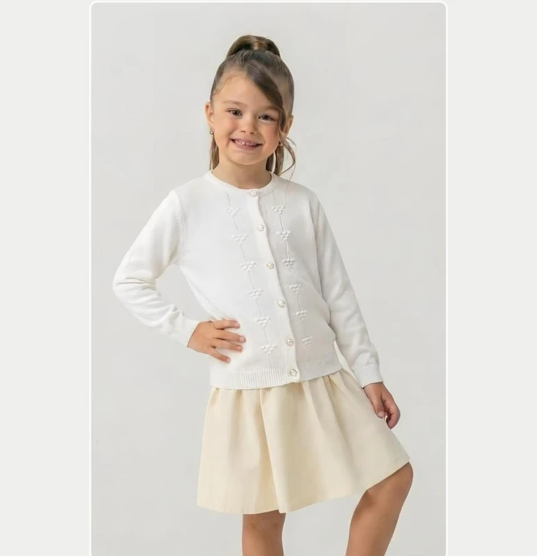 HIRKA 5-6-7-8 YAŞ 2099 KIZ  ÜÇGEN TOP DESENLİ KIZ TRİKO