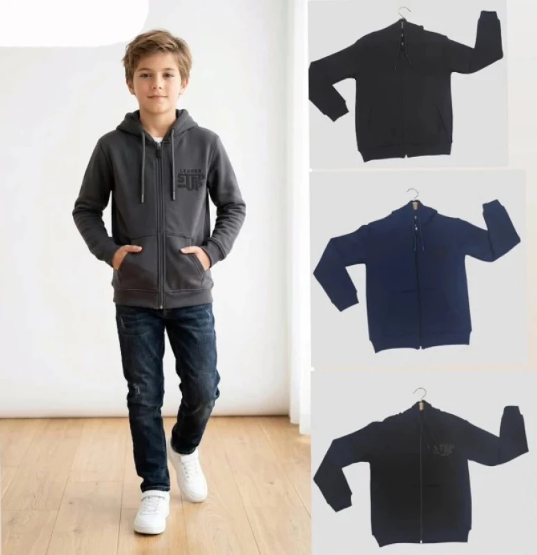 HIRKA 7-8-9-10 YAŞ 01021 ERKEK KAPŞONLU FERMUARLI 3 İP HIRKA