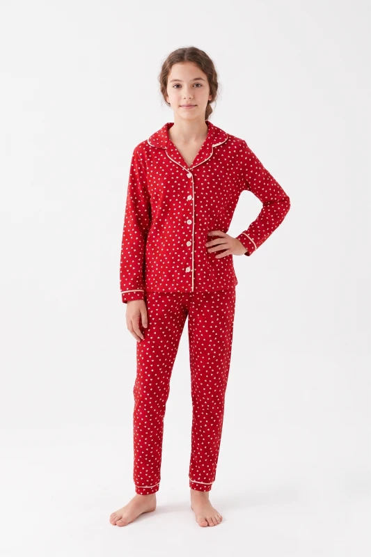 PİJAMA 11-12-13-14 YAŞ 2012 KIZ KALP BASKILI 11.14YAŞ PİJAMA TAKIM