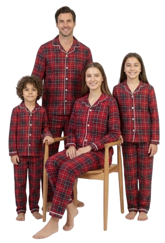 PİJAMA 16-16 YAŞ 3005 UNİSEX EKOSE BASKILI S-M-L-XL BOY