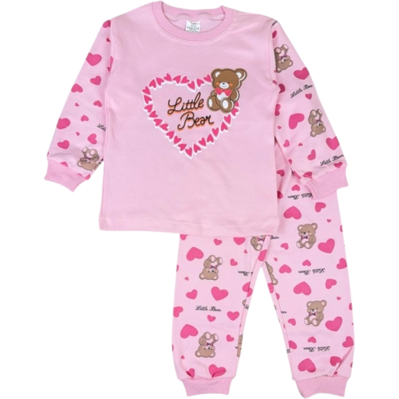 PİJAMA 6-9-12 AY 5588 KIZ KALPLI LITTLE BEAR 2Lİ TAKIM