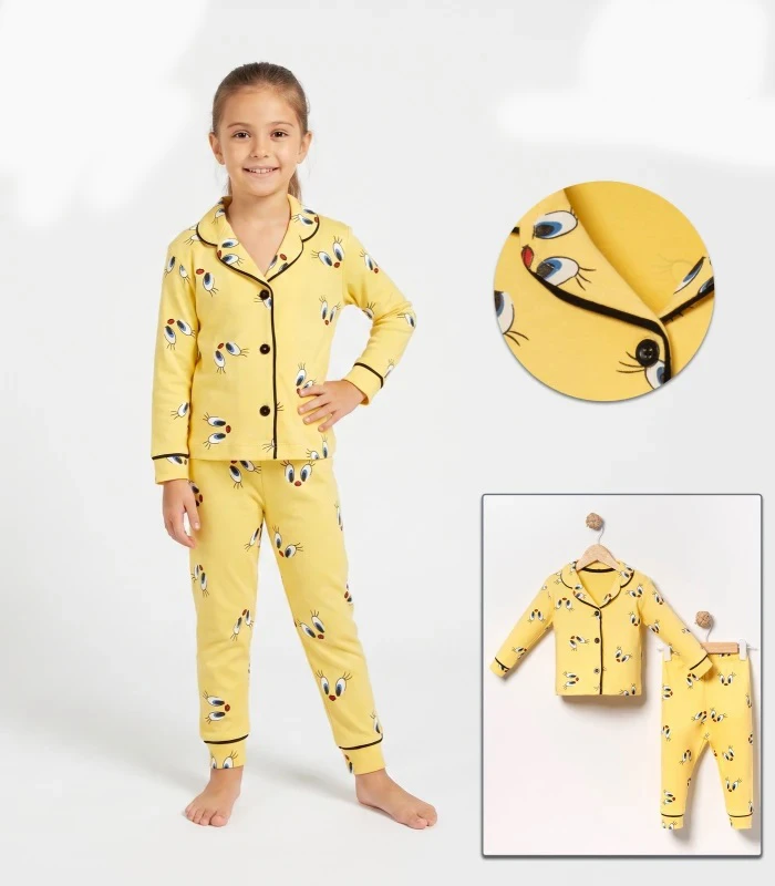 PİJAMA 7-8-9-10 YAŞ 2015 KIZ TWEETY BASKILI 7-10 YAŞ PİJAMA TAKIM