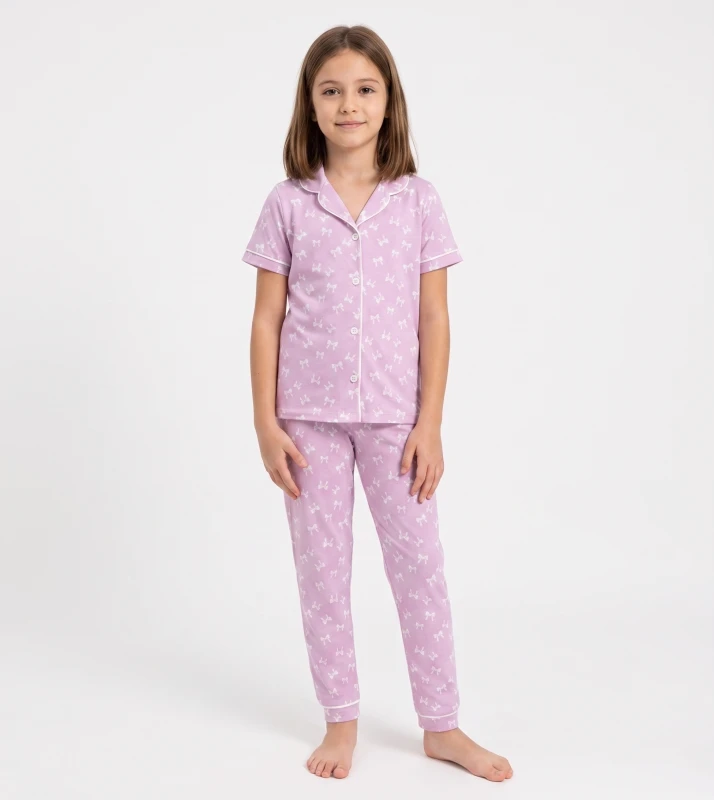PİJAMA 7-8-9-10 YAŞ 6135 KIZ FİYONK BASKILI 7-10 YAŞ YAZLIK PİJAMA TAKIMI