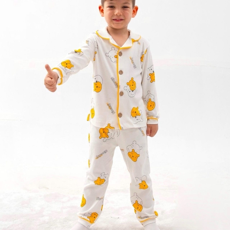 PİJAMA 9-12-18-24 AY 1096 UNİSEX POOH BASKILI AYLIK PİJAMA TAKIM