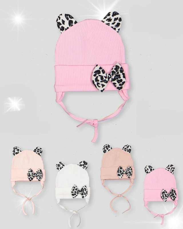 ŞAPKA- BERE 12-12 AY 6129 KIZ RAPORLU LEOPARLI ŞAPKA