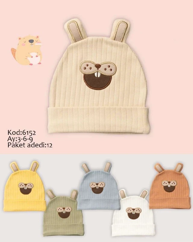 ŞAPKA- BERE 3-18 AY 6152 ERKEK RAPORLU KUNDUZCUK ŞAPKA